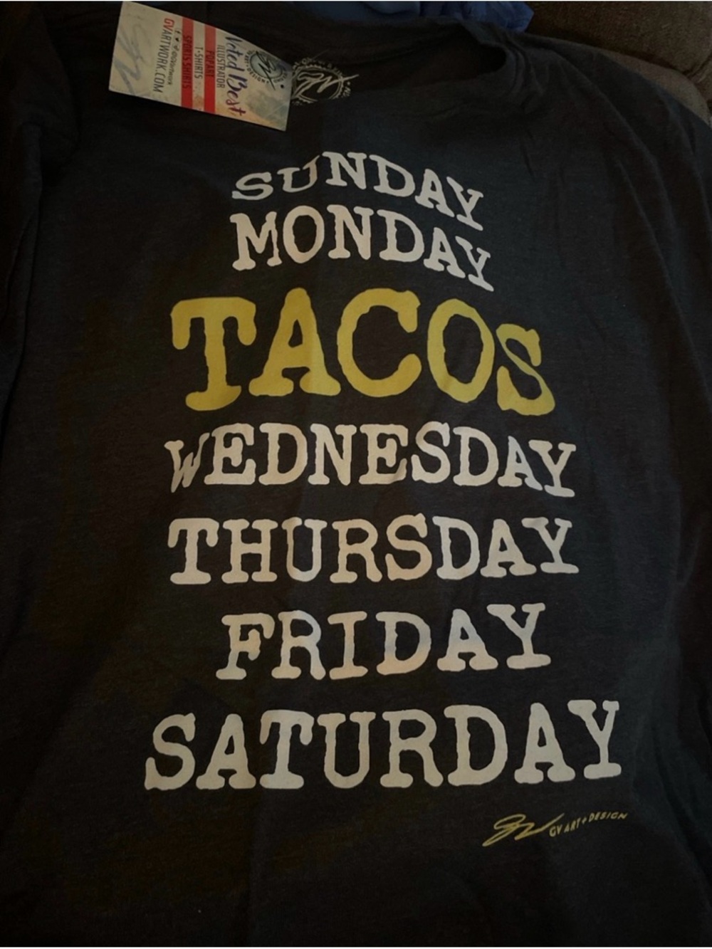Tacos Every Day Graphic Tee - Black with Yellow/White Print